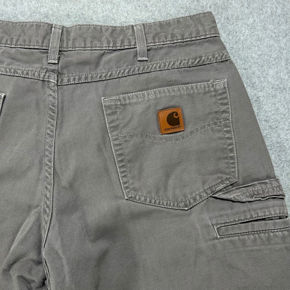 Carhartt Carpenter Pants Loose Fit Mens 33x30 Grey Canvas Workwear Utility
